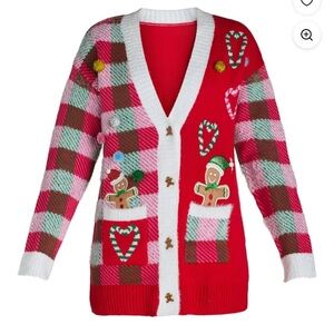 Christmas Gingerbread Cardigan Sweater Small NEW